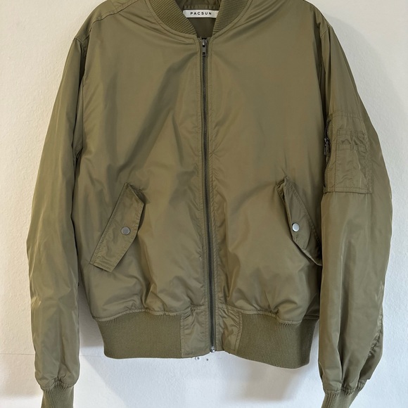Military Green Bomber Jacket - Picture 2 of 3